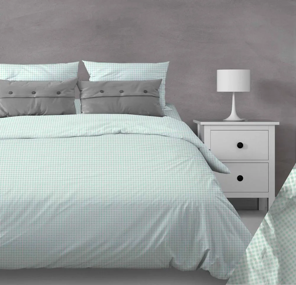 Комплект постельного белья 1,5-спальный, бязь "Комфорт" (Клеточка, мятный)