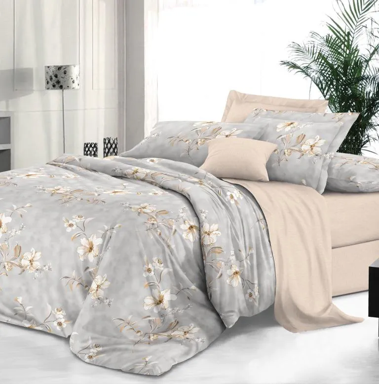 Комплект постельного белья 2-спальный, сатин "Престиж", с Европростыней (Золотые соцветья)