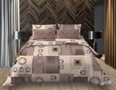 Простыня 1,5-спальная, бязь "Комфорт" (Графика, шоколад)