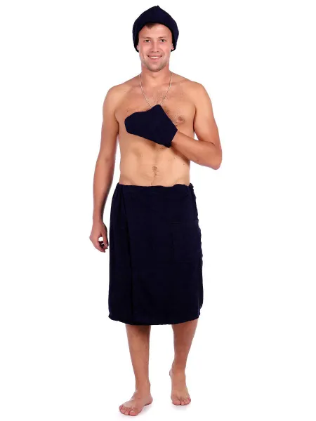 Комплект для сауны мужской,100% хлопок (Черный)