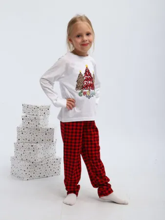 Пижама детская, модель 324, трикотаж (Нарядные ёлочки)
