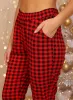 Брюки пижамные женские, модель 162, трикотаж (Красно-черная клетка)
