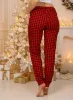 Брюки пижамные женские, модель 162, трикотаж (Красно-черная клетка)