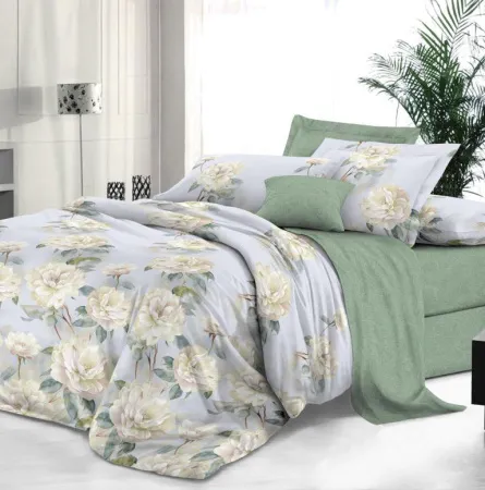 Простыня 2-спальная, сатин "Престиж" (Нежный цветок (компаньон))