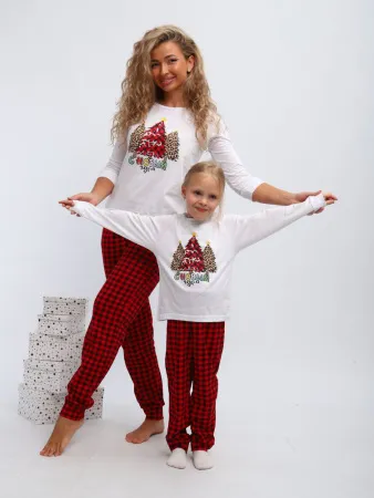 Пижама детская, модель 324, трикотаж (Нарядные ёлочки)