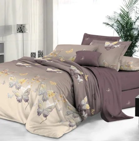 Простыня Евро 240*220 см, сатин "Престиж" (Прекрасные бабочки (компаньон))