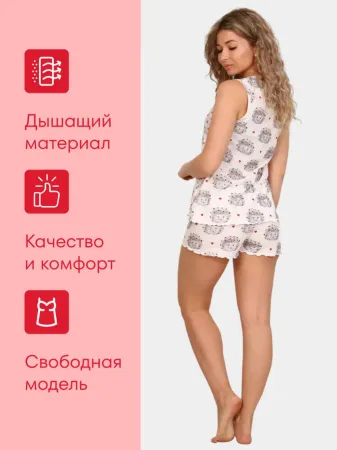 Пижама ночная женская, модель 440, трикотаж (Ёжики)