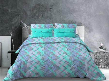 Простыня на резинке 200*200 см, поплин, борт 25 см (Ниагара, бирюзовый)