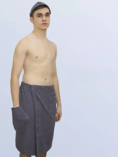 Комплект для сауны мужской,100% хлопок (Серый                )