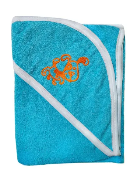 Махровое полотенце детское "Уголок" 95*95 с вышивкой (Бирюзовый)