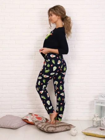 Пижама женская, модель 162, трикотаж (Авокадо, синий)