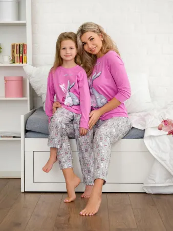 Пижама женская, модель 162, трикотаж (Зайчата  )