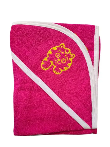 Махровое полотенце детское "Уголок" 95*95 с вышивкой (Малиновый)
