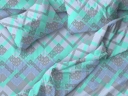 Простыня на резинке 200*200 см, поплин, борт 25 см (Ниагара, бирюзовый)