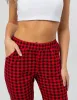 Брюки пижамные женские, модель 162, трикотаж (Красно-черная клетка)