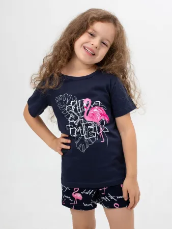 Пижама детская, модель 326, трикотаж (Фламинго, синий)