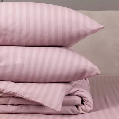 Простыня на резинке 090*200 см, бязь "Комфорт 150 см", борт 25 см (Страйп, пудровый)