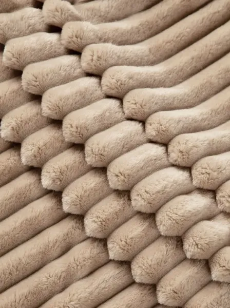 Плед 175*210 см, Велсофт - жаккард, Нежность (Бежевый-страйп)