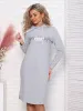 Туника женская с капюшоном, модель 170, трикотаж (Энжой, Серый меланж)