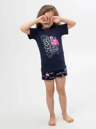 Пижама детская, модель 326, трикотаж (Фламинго, синий)