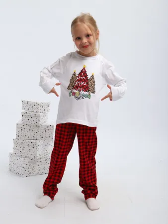 Пижама детская, модель 324, трикотаж (Нарядные ёлочки)