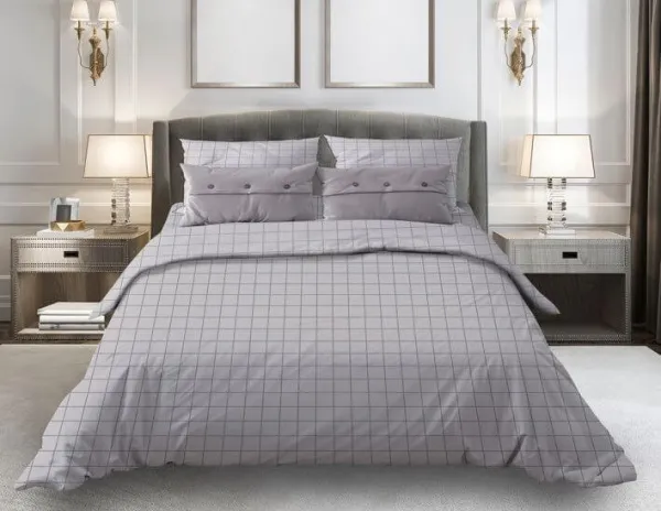 Простыня 1,5 спальная, бязь "Комфорт"(220) (Таттерсол, светло-серый)