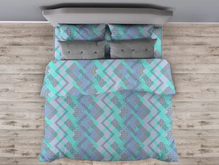 Простыня на резинке 200*200 см, поплин, борт 25 см (Ниагара, бирюзовый)