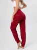 Брюки пижамные женские, модель 162, трикотаж (Красно-черная клетка)