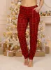 Брюки пижамные женские, модель 162, трикотаж (Красно-черная клетка)