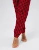 Брюки пижамные женские, модель 162, трикотаж (Красно-черная клетка)