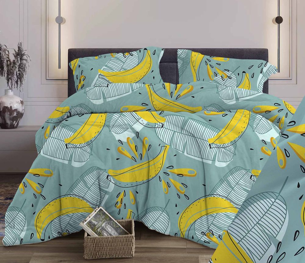 Пододеяльник 2-спальный, бязь "Комфорт" (Бананы, зелёный)
