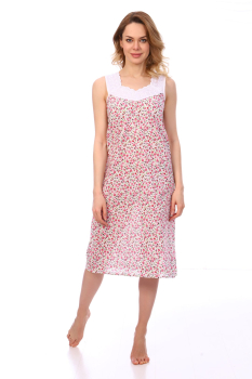 Сорочка ночная женская,модель 4031,ситец (Цветочное настроение, розовый)