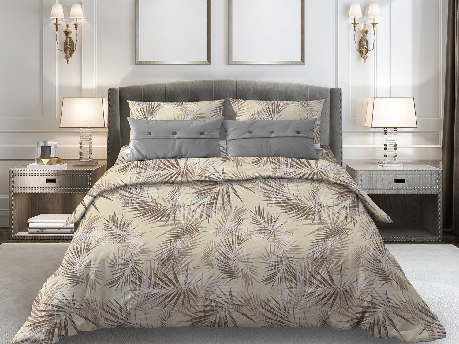 Комплект постельного белья Семейный, бязь "Комфорт" (Тропикана, бежевый)