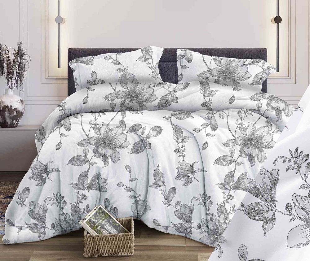 Комплект постельного белья 2-спальный, бязь "Комфорт" (Грация, белый) Комплект постельного белья 2-спальный, бязь "Комфорт" (Грация, белый)