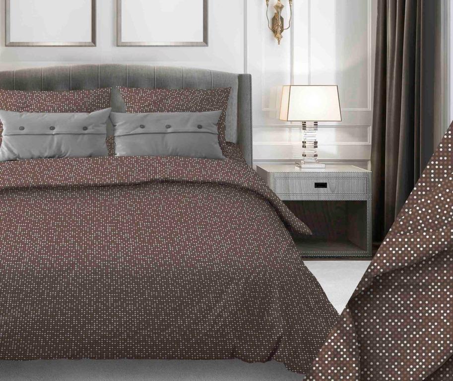 Комплект постельного белья Семейный, поплин (Конфетти, коричневый)