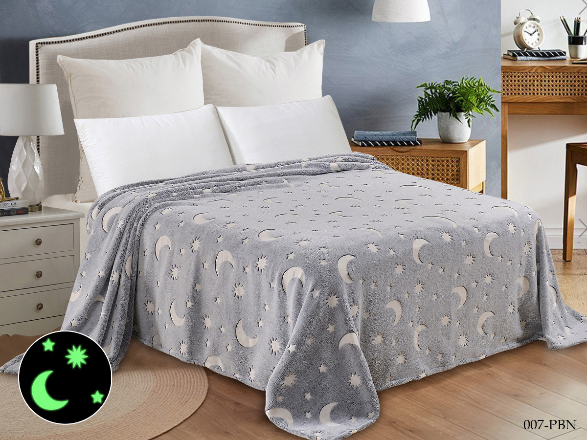 Плед 175*210 см, Велсофт «Бамбук Неон» (Сказочная ночь)