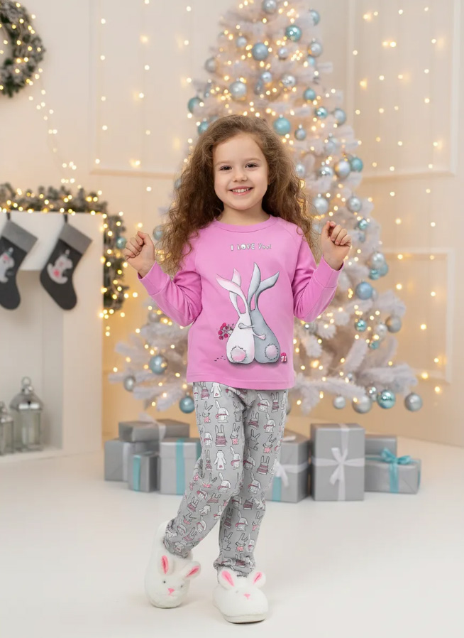 Пижама детская, модель 324, трикотаж (Зайчата  )