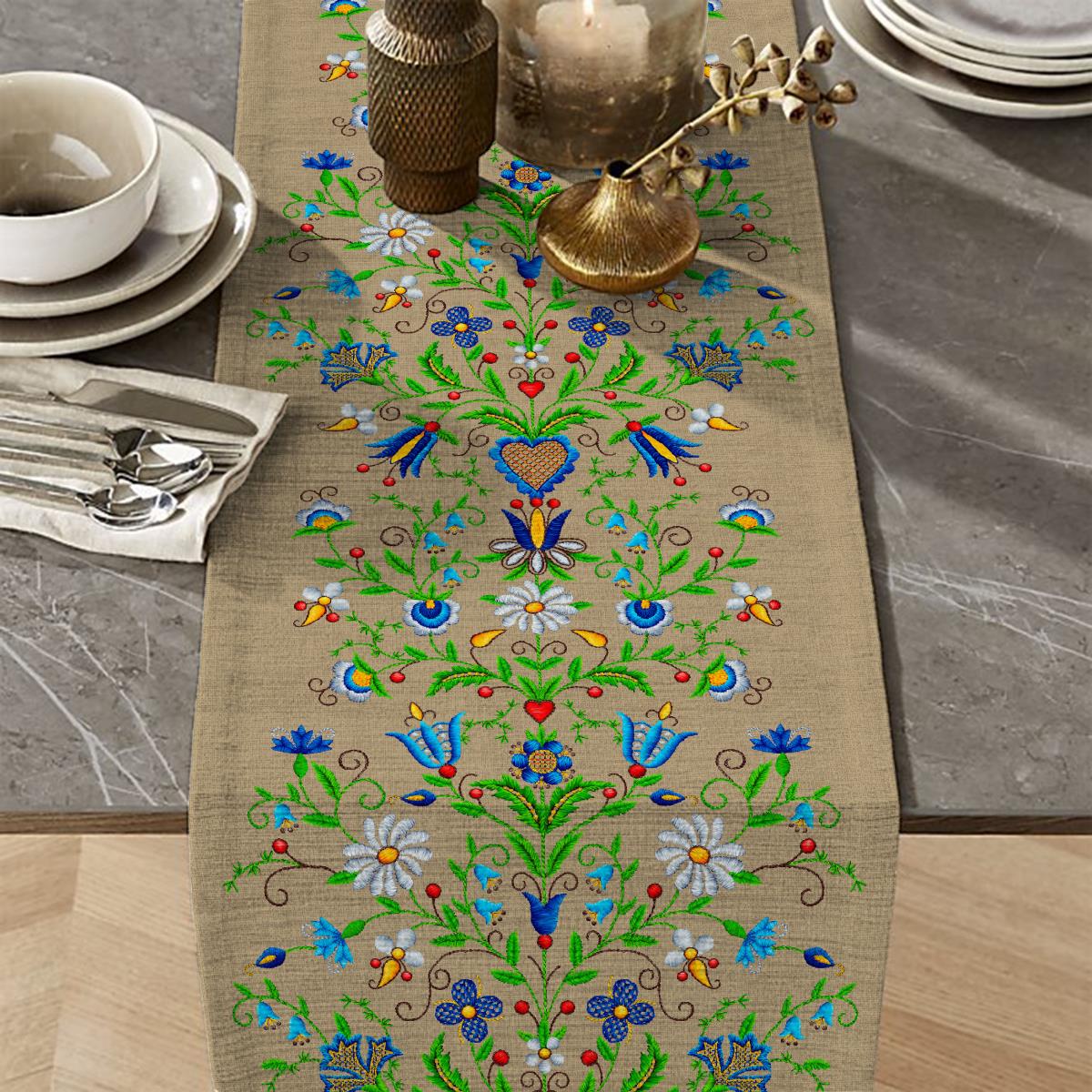 Дорожка для сервировки 50*150 см, хлопок 100% (Цветочный лен)