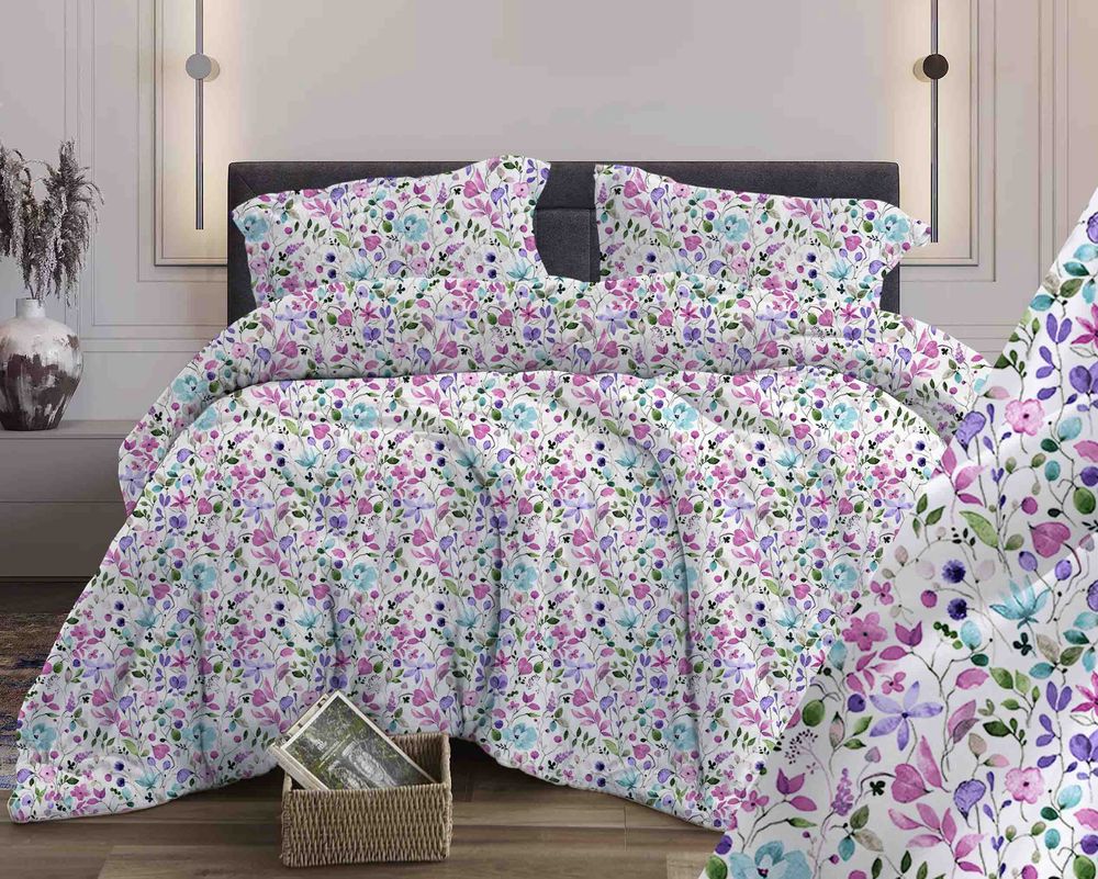 Простыня 1,5-спальная, бязь "Комфорт" (Флоранс, сирень)