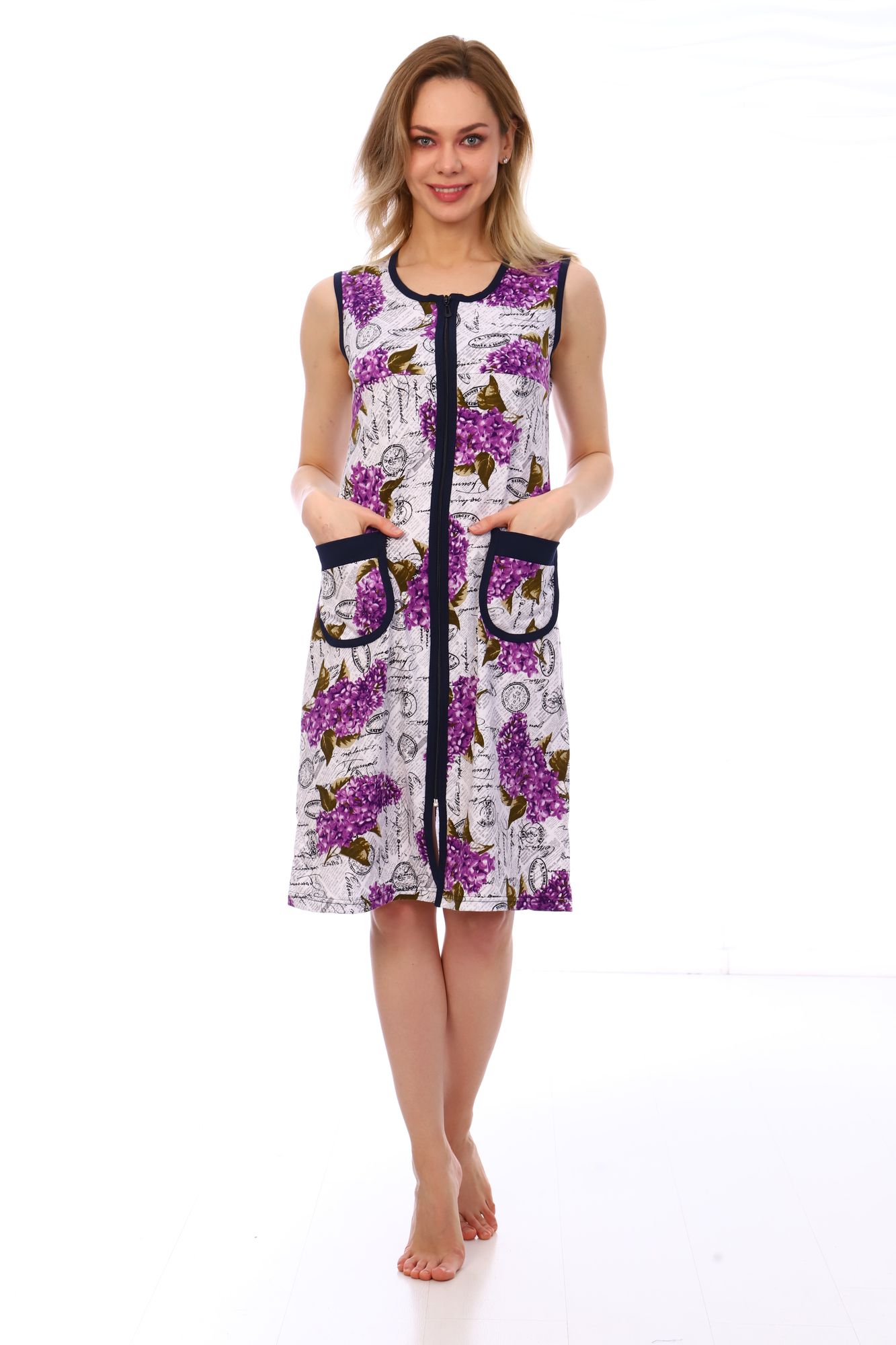 Халат женский, модель 123,трикотаж  (Сирень)