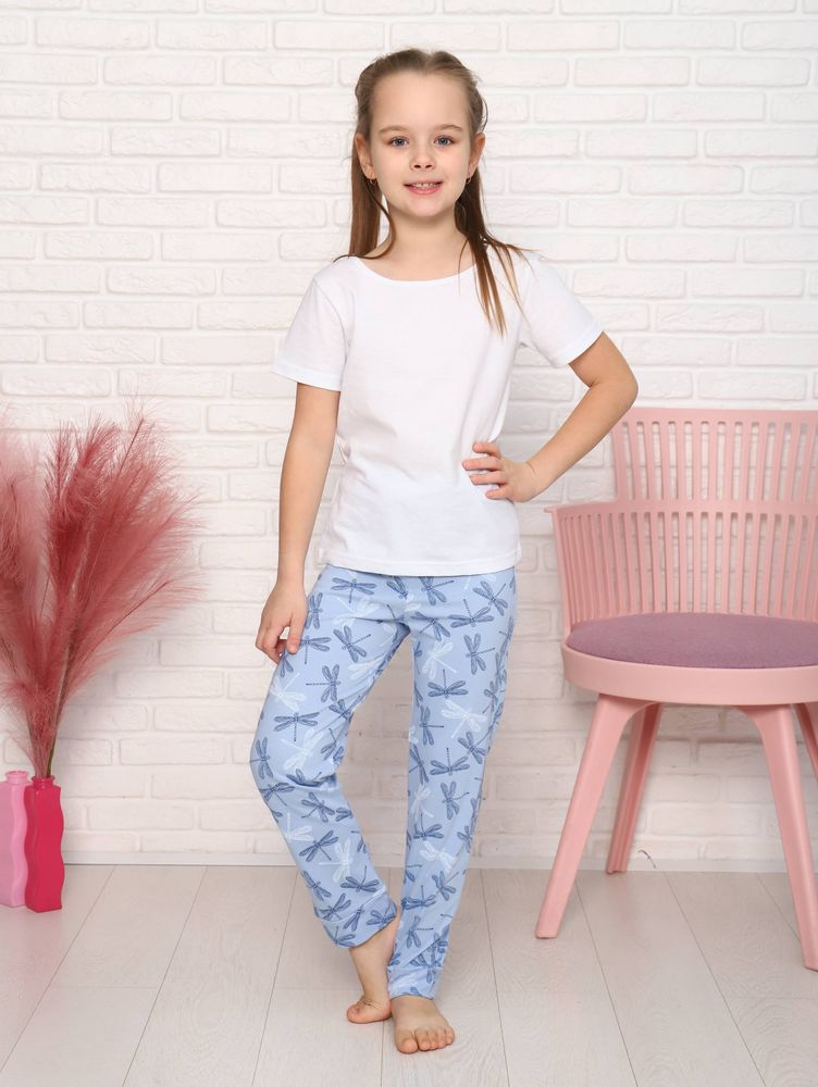 Брюки пижамные детские, модель 325, трикотаж (Стрекоза, голубой)