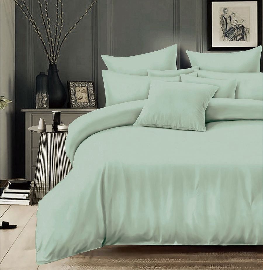 Пододеяльник 2-спальный, сатин однотонный (Зеленая пастель)