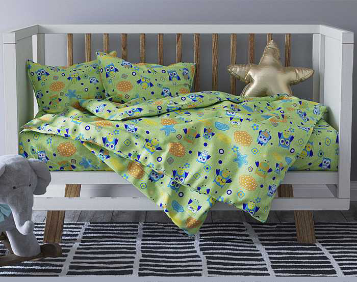 Комплект постельного белья в детскую кроватку, бязь 