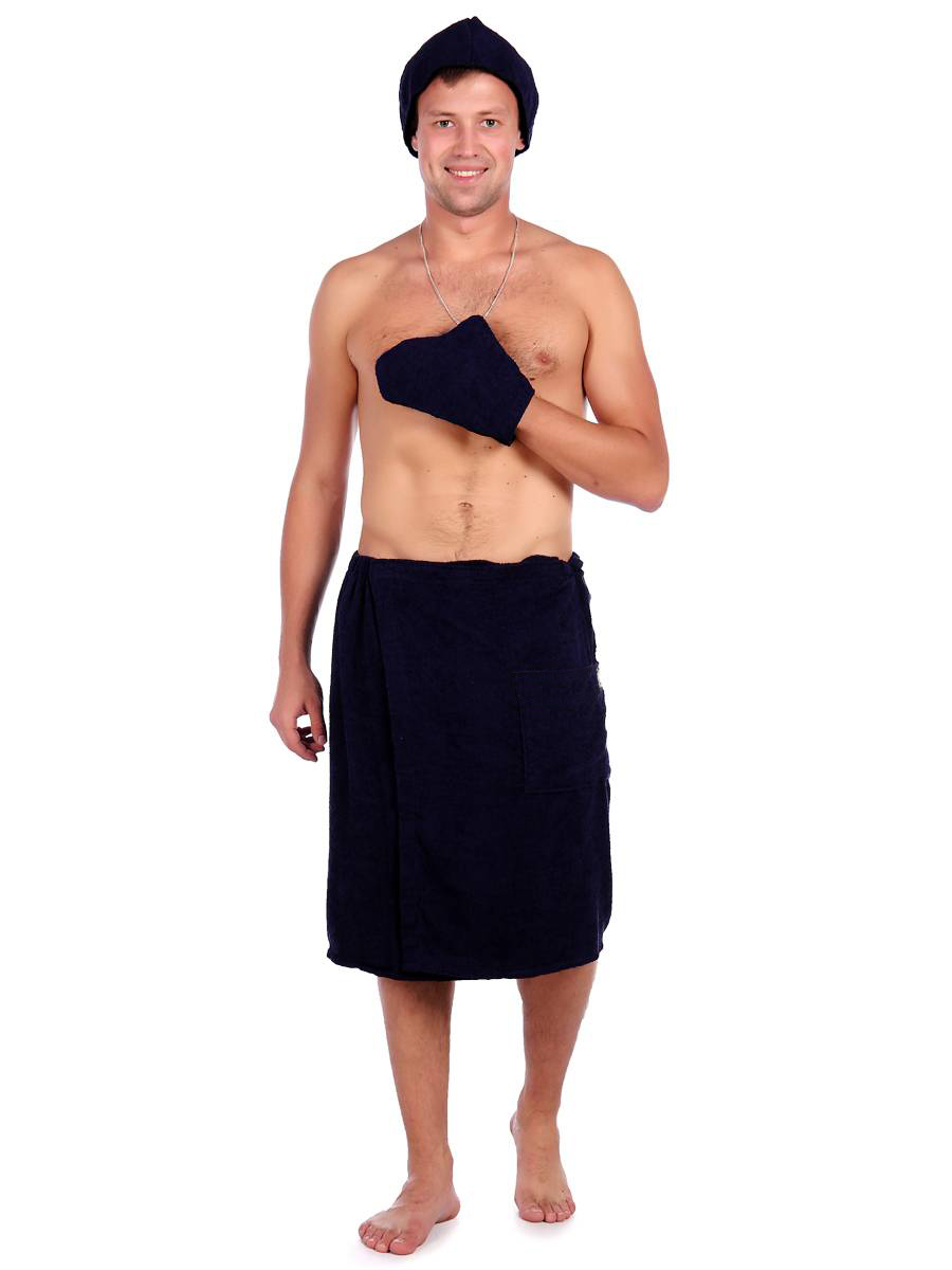 Комплект для сауны мужской,100% хлопок (Черный)