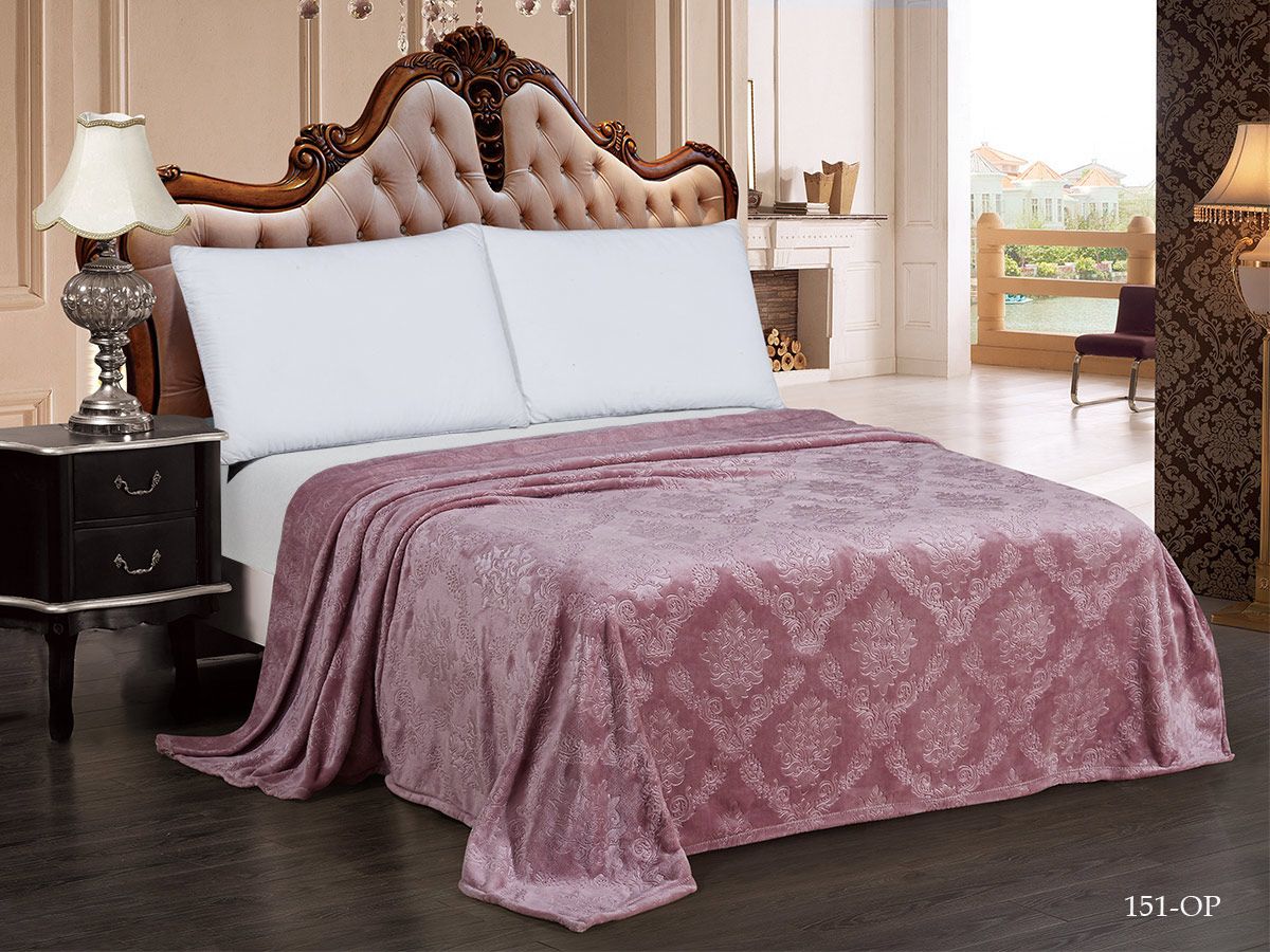 Плед 145*210 см, Велсофт - жаккард, Нежность (Парма, Сухая роза)