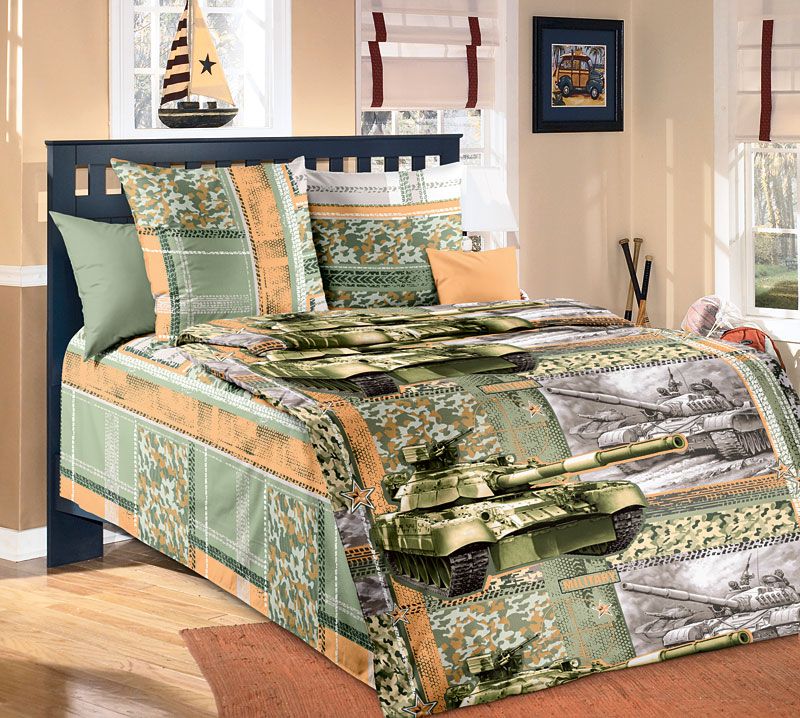 Наволочка 50*70 см, бязь "Люкс", детская расцветка (Танк 3 D (компаньон))