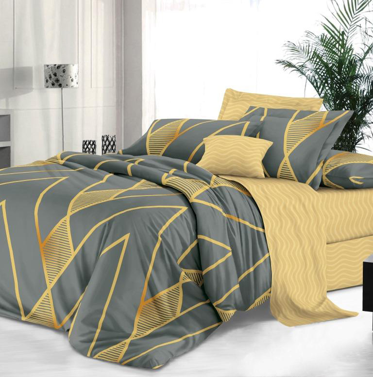 Простыня на резинке 200*200 см, сатин "Престиж", борт 25 см (Золото (компаньон))