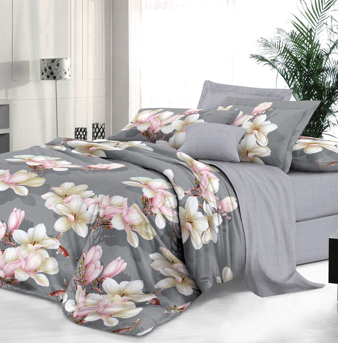 Простыня на резинке 180*200 см, сатин 