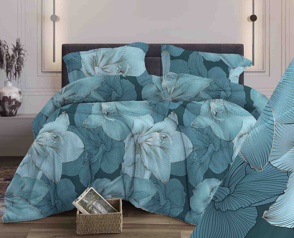 Пододеяльник 1,5-спальный, бязь "Комфорт" (Богема, бирюзовый)