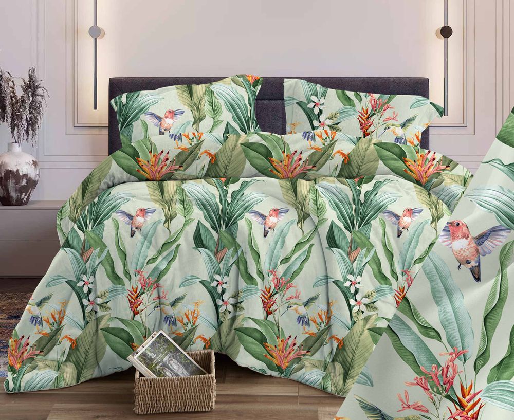 Простыня на резинке 180*200 см, поплин, борт 25 см (Джунгли)